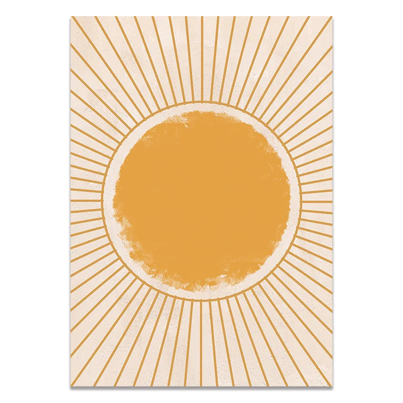 Boho Wall Art Canvas Painting Sun Moon Plants