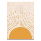 Boho Wall Art Canvas Painting Sun Moon Plants