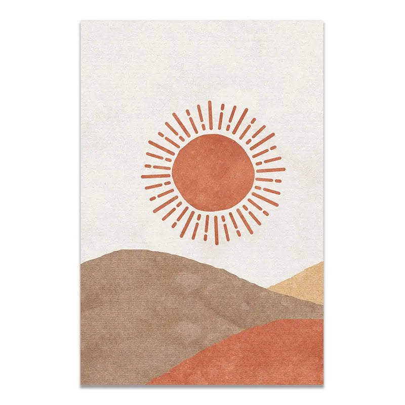 Abstract Landscape Sun and Moon Scene Boho