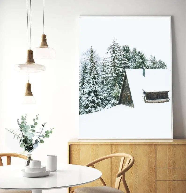 Nordic Moose Posters and Prints Winter Animal Snow Wall Art Forest