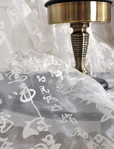 Guérip Chinese Calligraphy Blackout Curtains Chinese characters Tulle Sheer