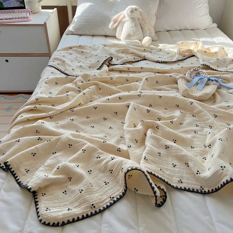 Guérip 1pc Blanket 100% Cotton Sofa Towel Adults Kids Blankets Cartoon