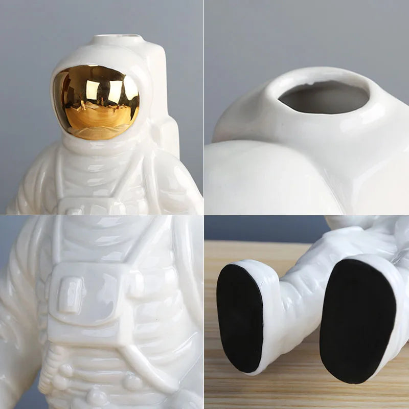 Norév Porcelain Astronaut Vase Figurines Bookshelves