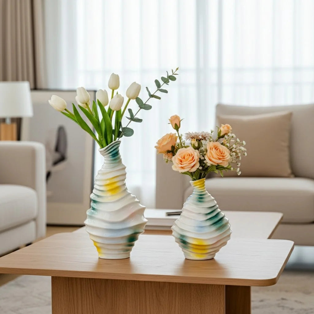 Norév Modern Wavy Ceramic Vase Abstract Boho Nordic