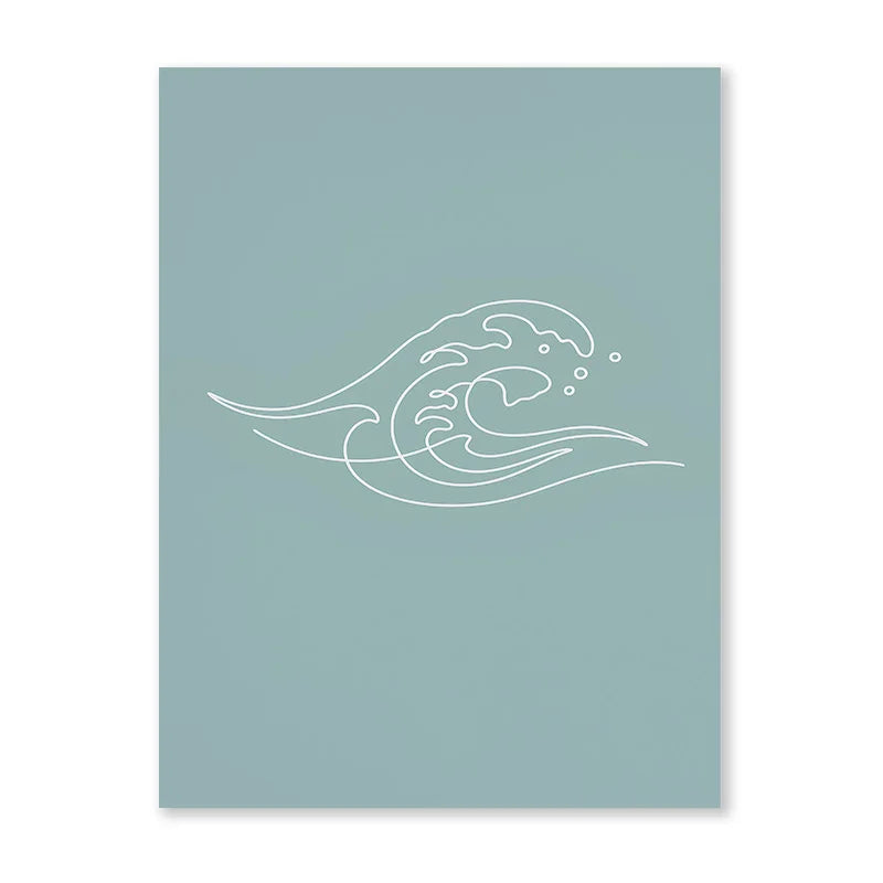 Nordic Minimalist Poster Surfing Sun Waves Print