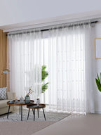 Guérip White Flower Pattern Embroidery Sheer Curtain