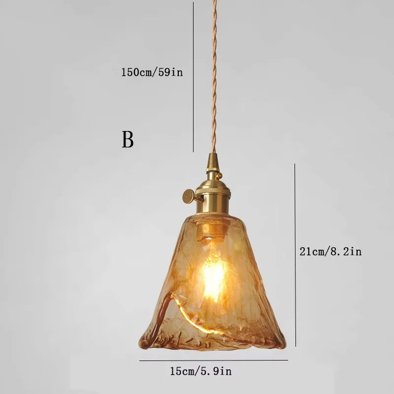 Guérip American Retro Brass Glass Pendant Lamp