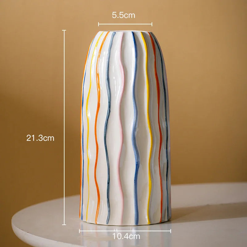Norév Colorful Stripe Ceramic Vase