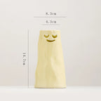 Norév Cream Yellow Ceramic Bud Vase with Funny Face