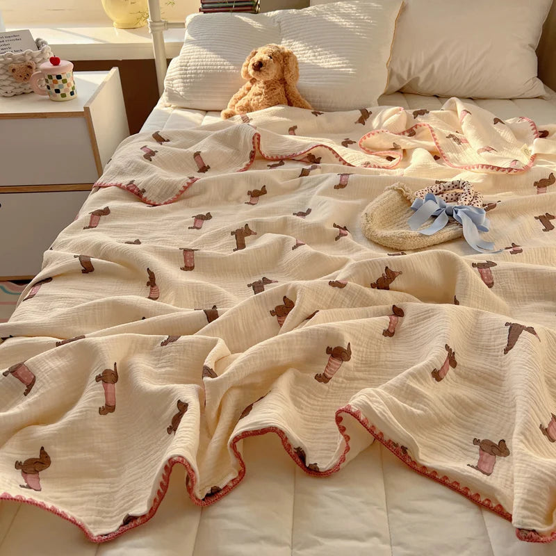 Guérip 1pc Blanket 100% Cotton Sofa Towel Adults Kids Blankets Cartoon