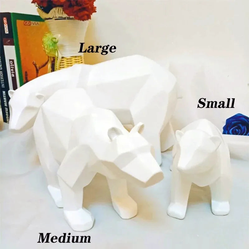 Norév Bear Sculpture Geometric Resin Polar Bear