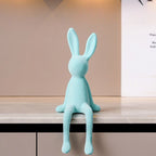 Norév Flocked Resin Bunny Statue Velvet Touch Rabbit