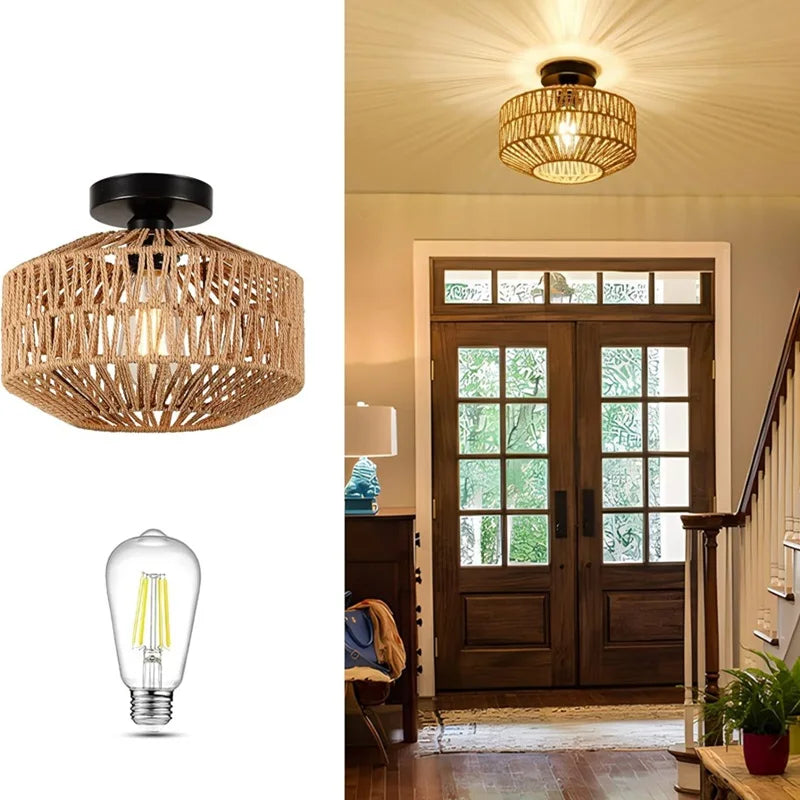 Guérip IRALAN - Handcrafted Woven Ceiling Light in Natural Boho Style