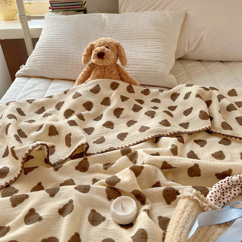 Guérip 1pc Blanket 100% Cotton Sofa Towel Adults Kids Blankets Cartoon