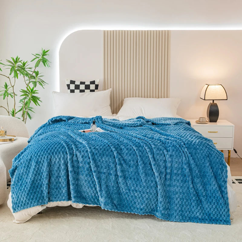 Guérip 1pc Soft Flannel Blanket Skin-friendly Bedsheet Plain Color Sofa Towel