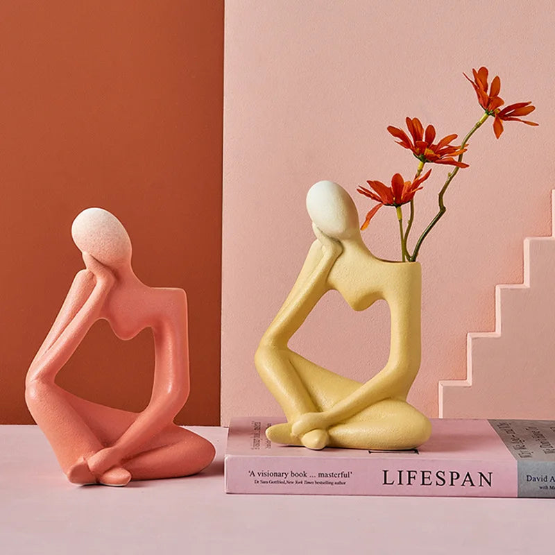 Guérip Ceramic Thinker Vase Girl Ornament Nordic Vase