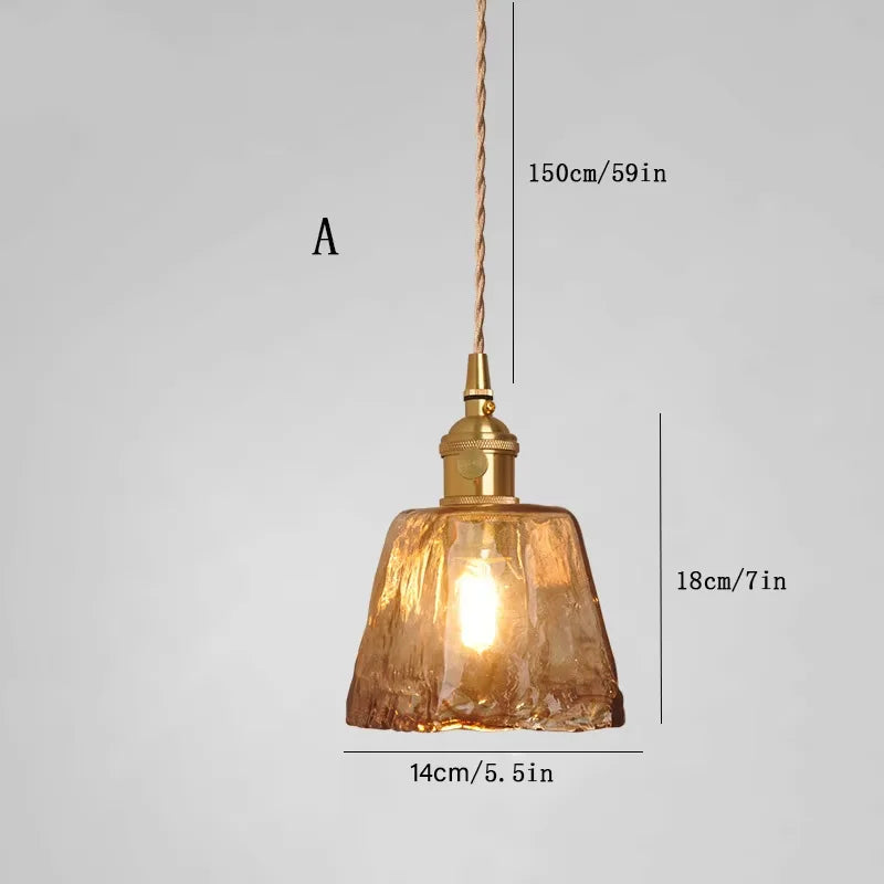 Guérip American Retro Brass Glass Pendant Lamp