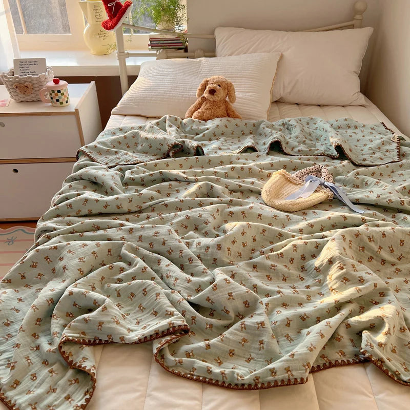 Guérip 1pc Blanket 100% Cotton Sofa Towel Adults Kids Blankets Cartoon