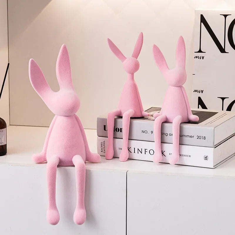 Norév Nordic Home Decorate Flocking Rabbit Statue Christmas Room Decor