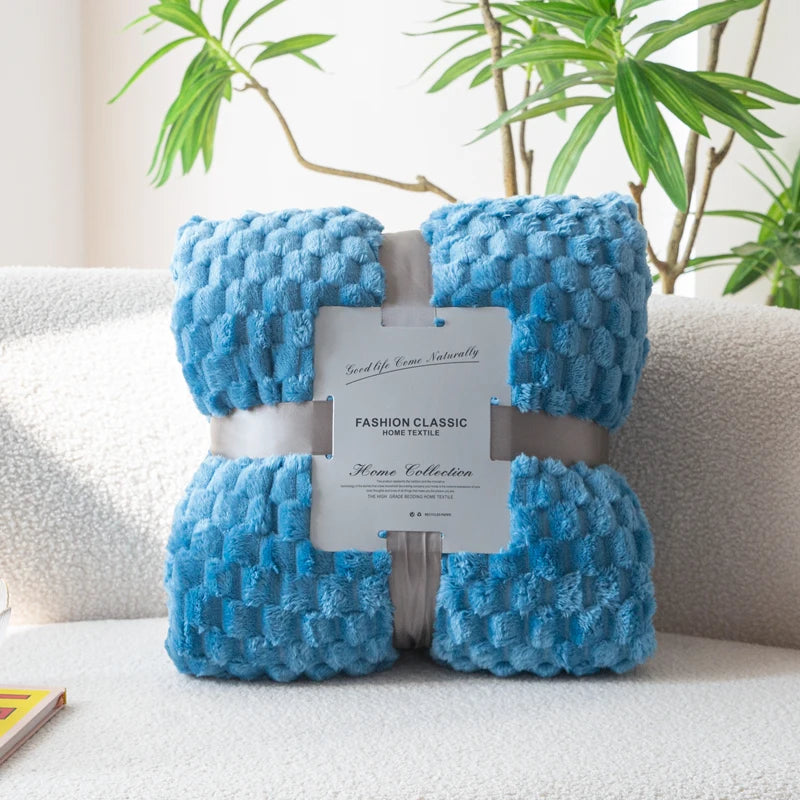 Guérip 1pc Soft Flannel Blanket Skin-friendly Bedsheet Plain Color Sofa Towel