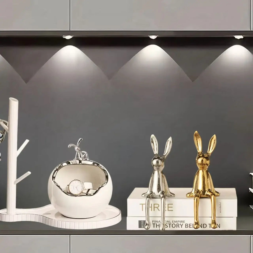 Norév Ceramic Bunny Tray Statue Key Holder Candy Bowl Jewelry