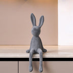 Norév Flocked Resin Bunny Statue Velvet Touch Rabbit