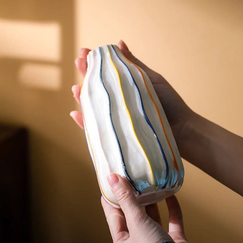 Norév Colorful Stripe Ceramic Vase