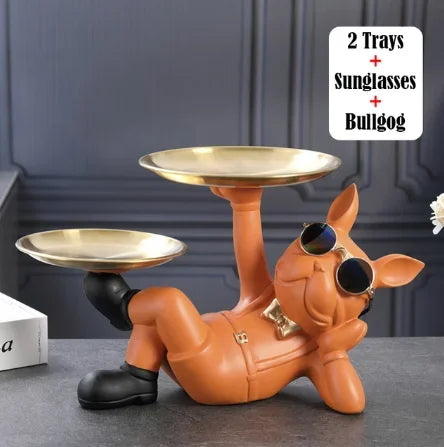 Guérip Relaxed Bulldog Tray Sculpture