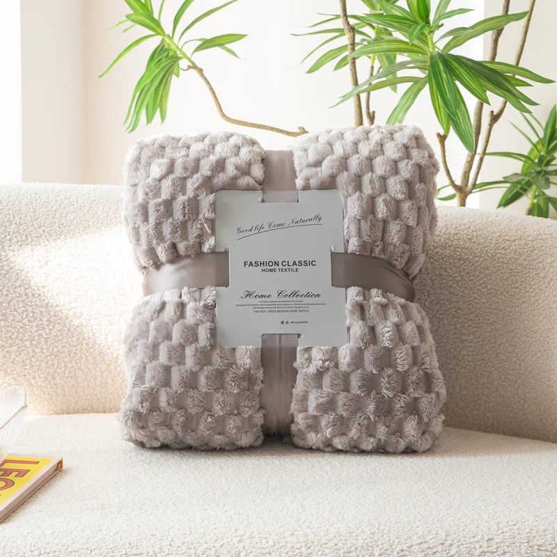 Guérip 1pc Soft Flannel Blanket Skin-friendly Bedsheet Plain Color Sofa Towel