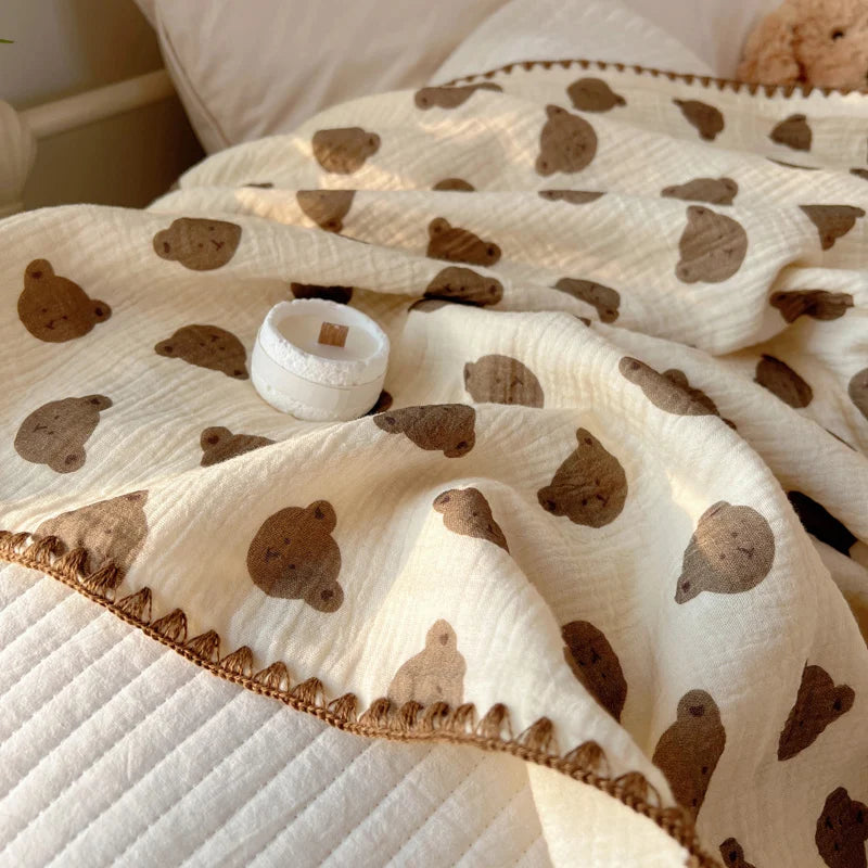 Guérip 1pc Blanket 100% Cotton Sofa Towel Adults Kids Blankets Cartoon