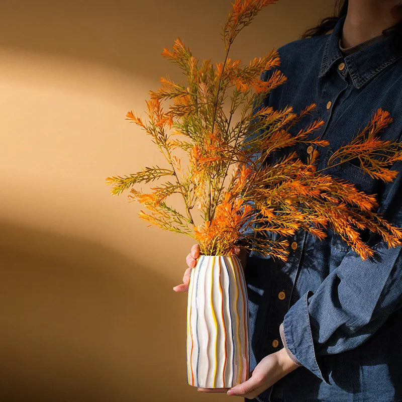 Norév Colorful Stripe Ceramic Vase