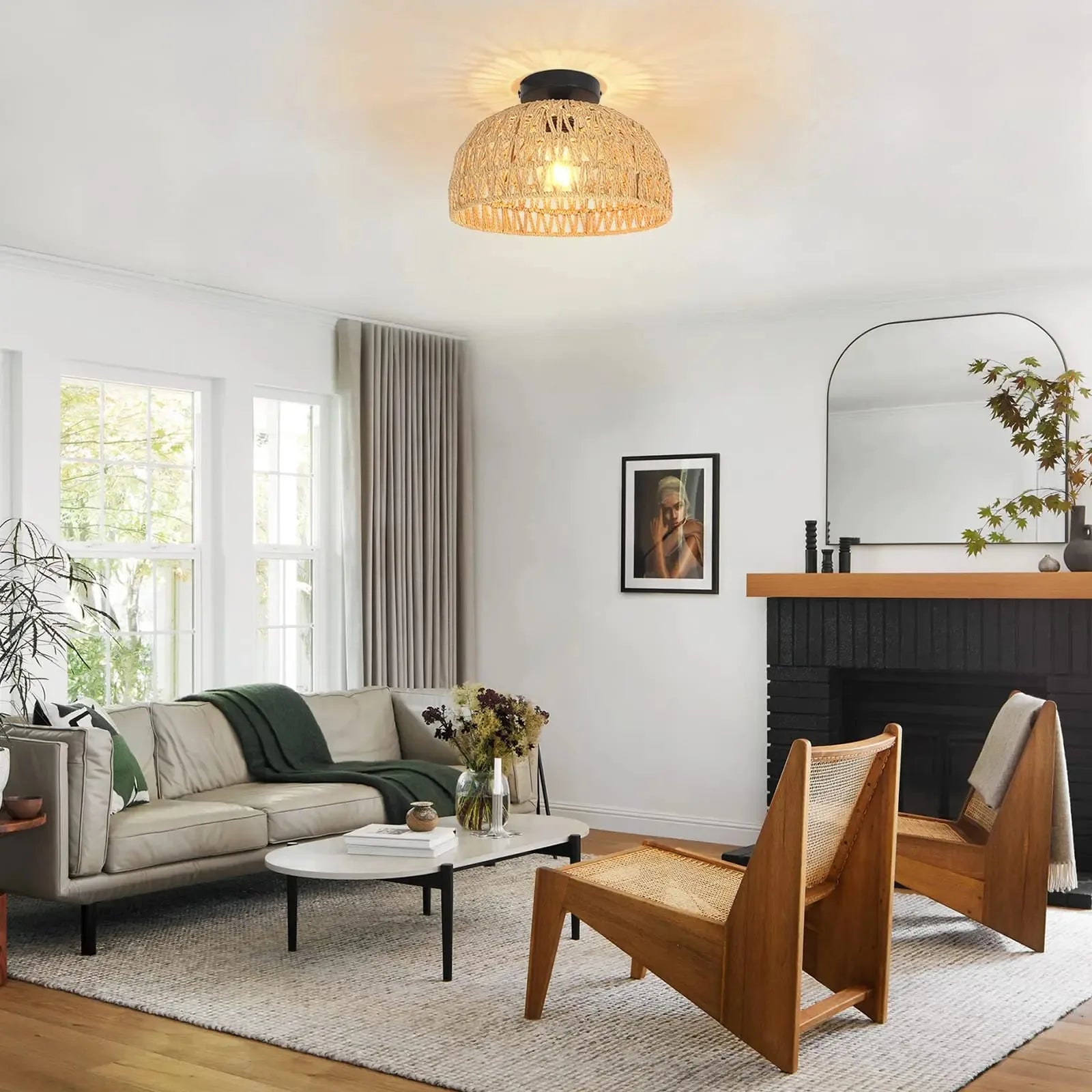 Guérip Handwoven Rattan Ceiling Lamp