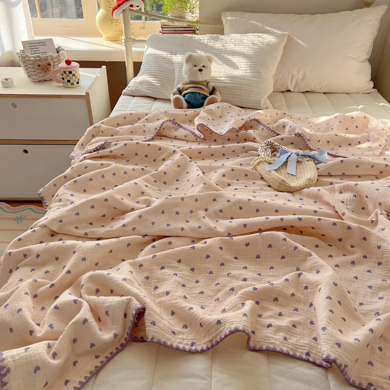 Guérip 1pc Blanket 100% Cotton Sofa Towel Adults Kids Blankets Cartoon