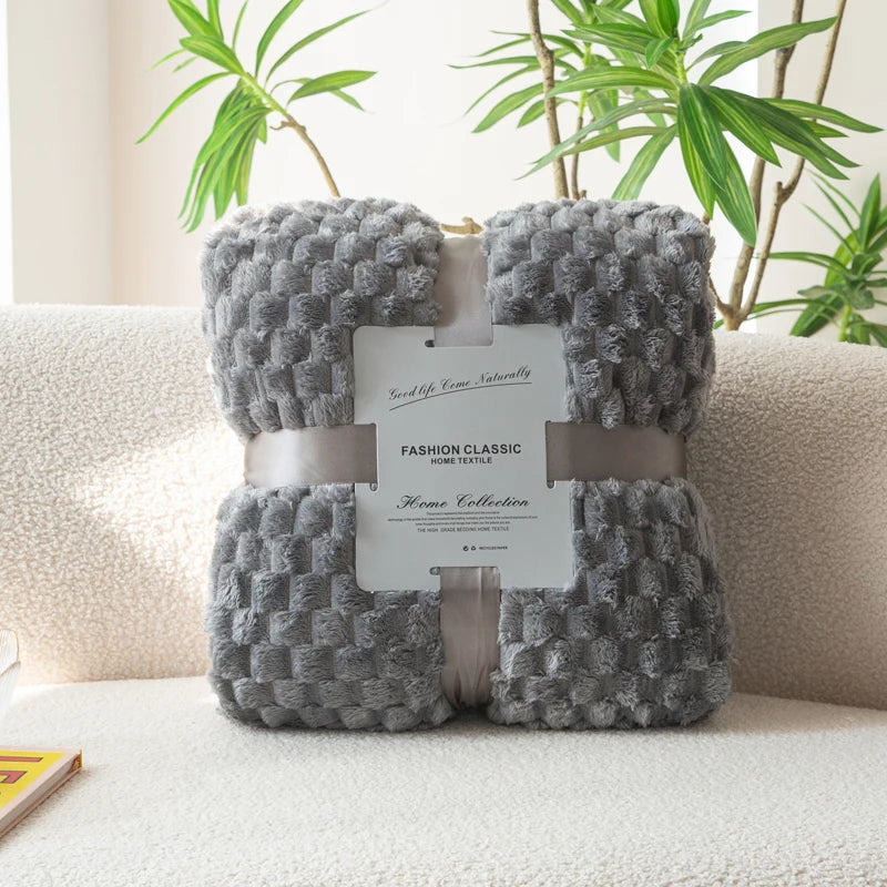 Guérip 1pc Soft Flannel Blanket Skin-friendly Bedsheet Plain Color Sofa Towel