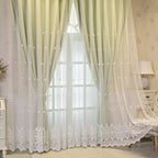 Guérip White Flower Pattern Embroidery Sheer Curtain