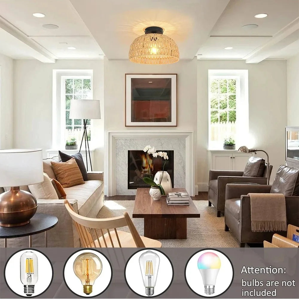 Guérip Handwoven Rattan Ceiling Lamp