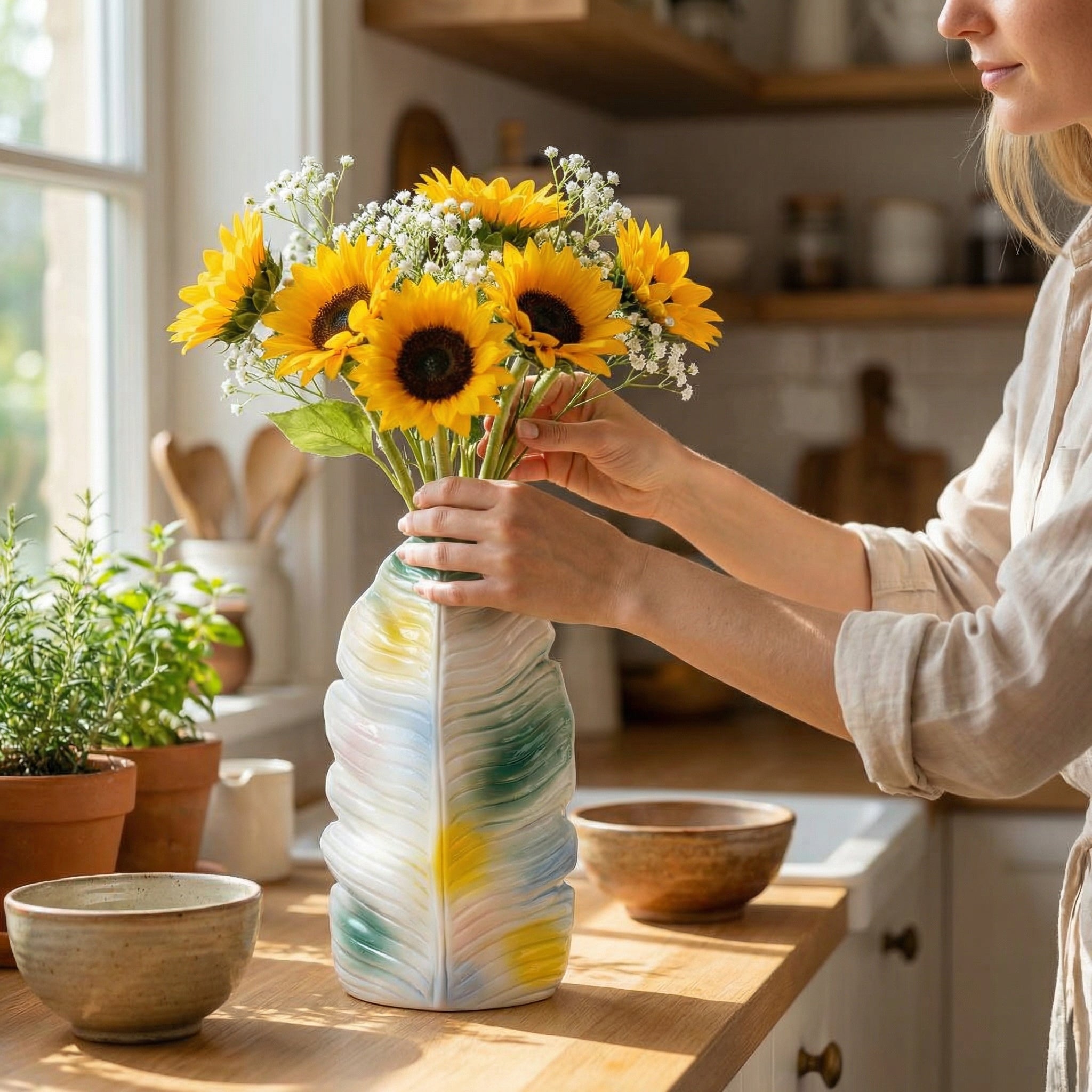 Banana Leaf Ceramic Vase
