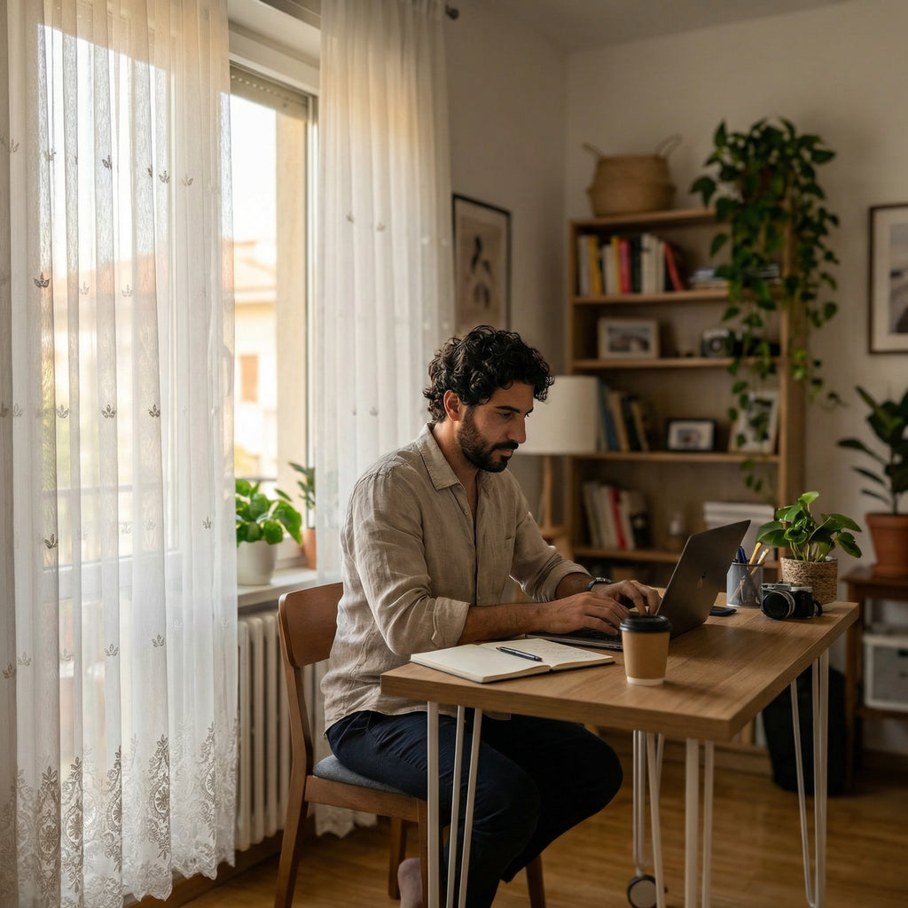 Embroidered Sheer Lace Curtain Panel