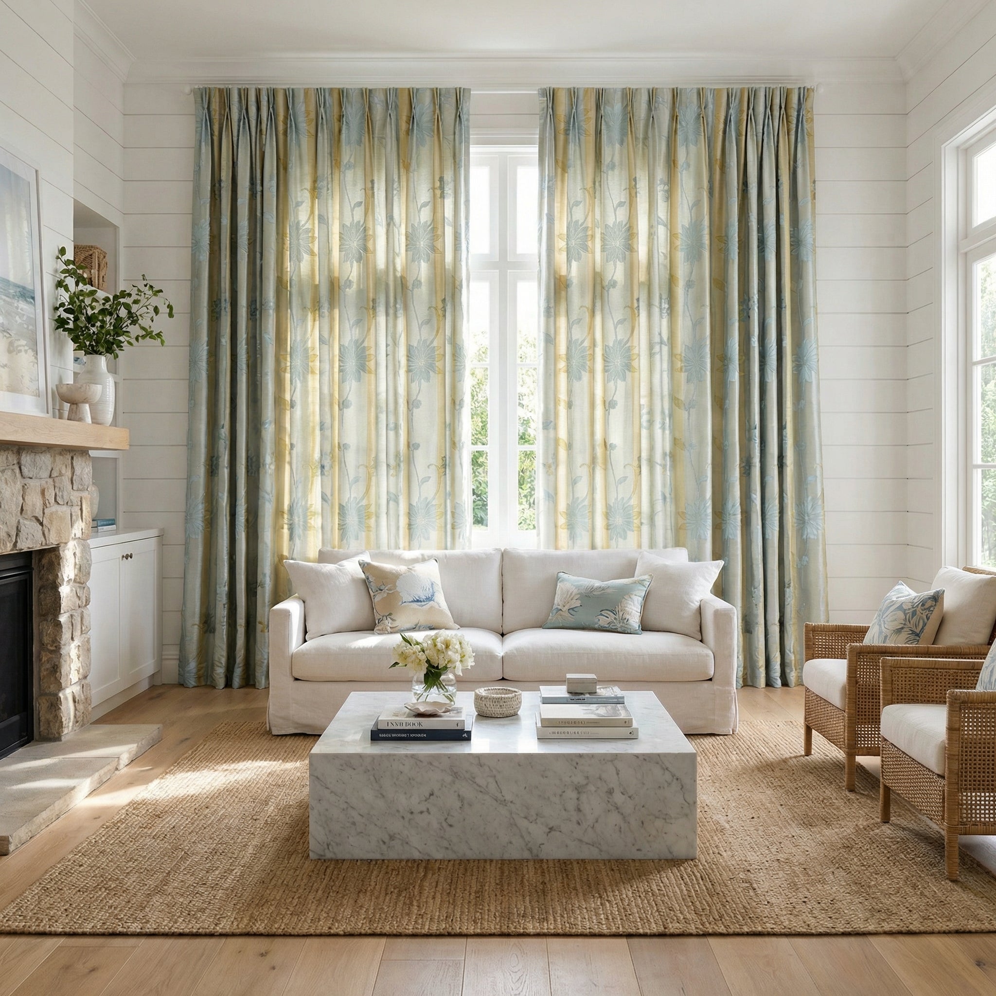 Lotus Jacquard Botanical Curtain Panel