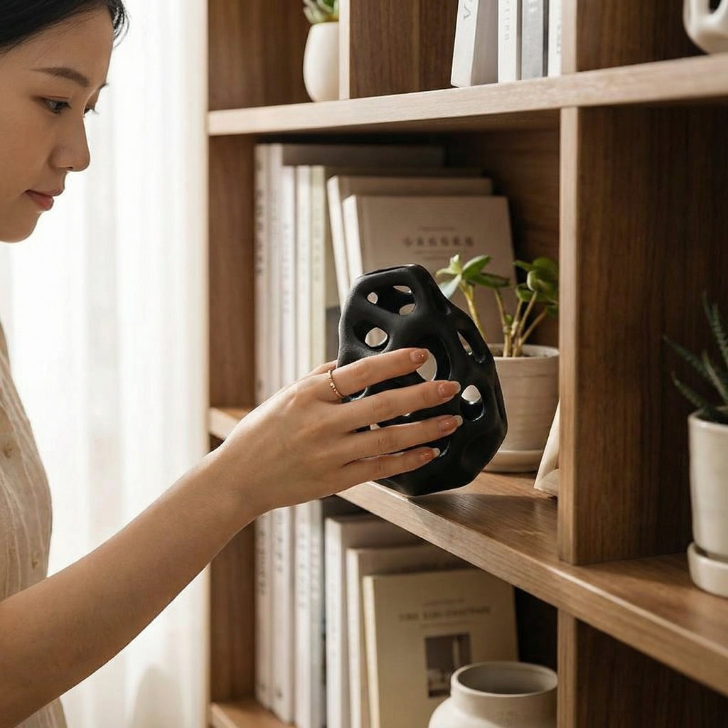 Sculptural Hollow Ceramic Tabletop Vase