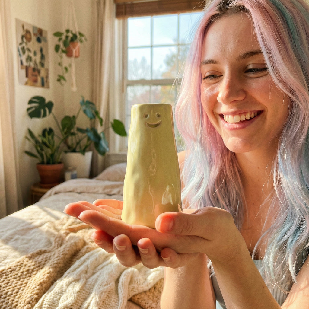 Expressive Ceramic Face Tabletop Vase