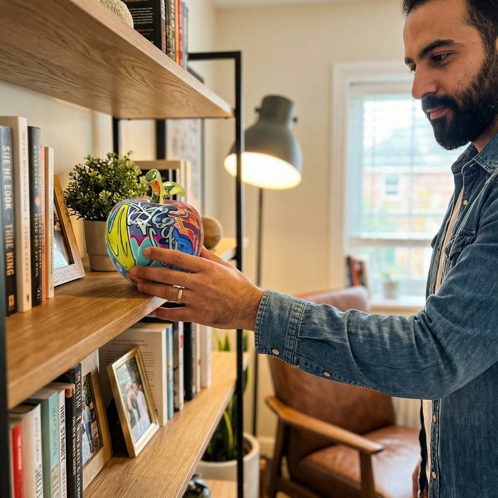 Graffiti Apple Sculptural Object with Gold Accent