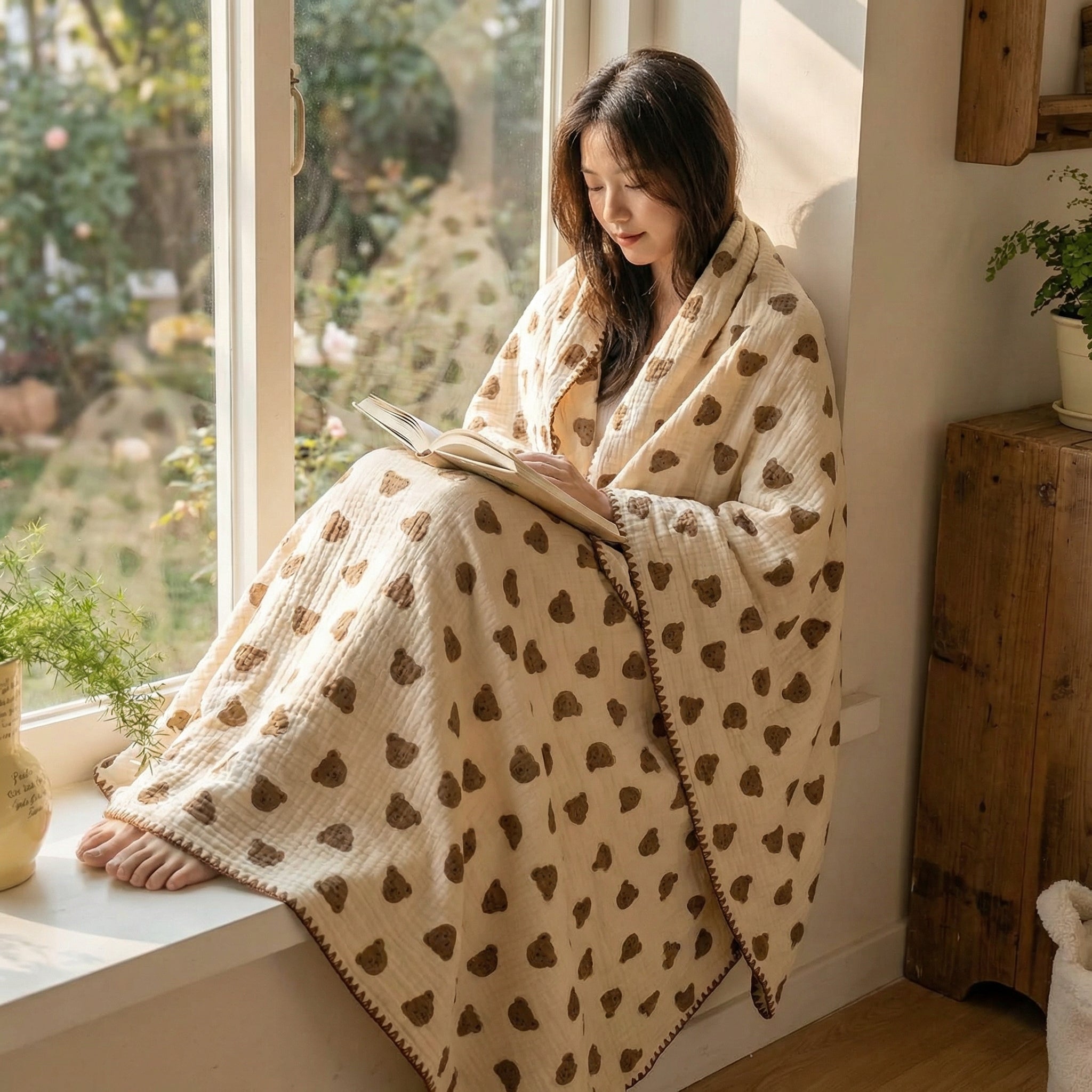 Printed Cotton Muslin Throw Blanket