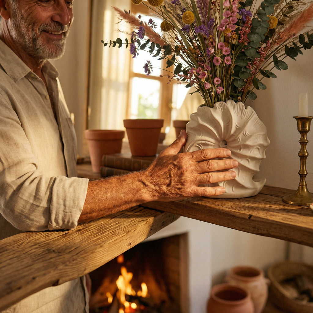 Sculptural Shell Swirl Ceramic Tabletop Vase
