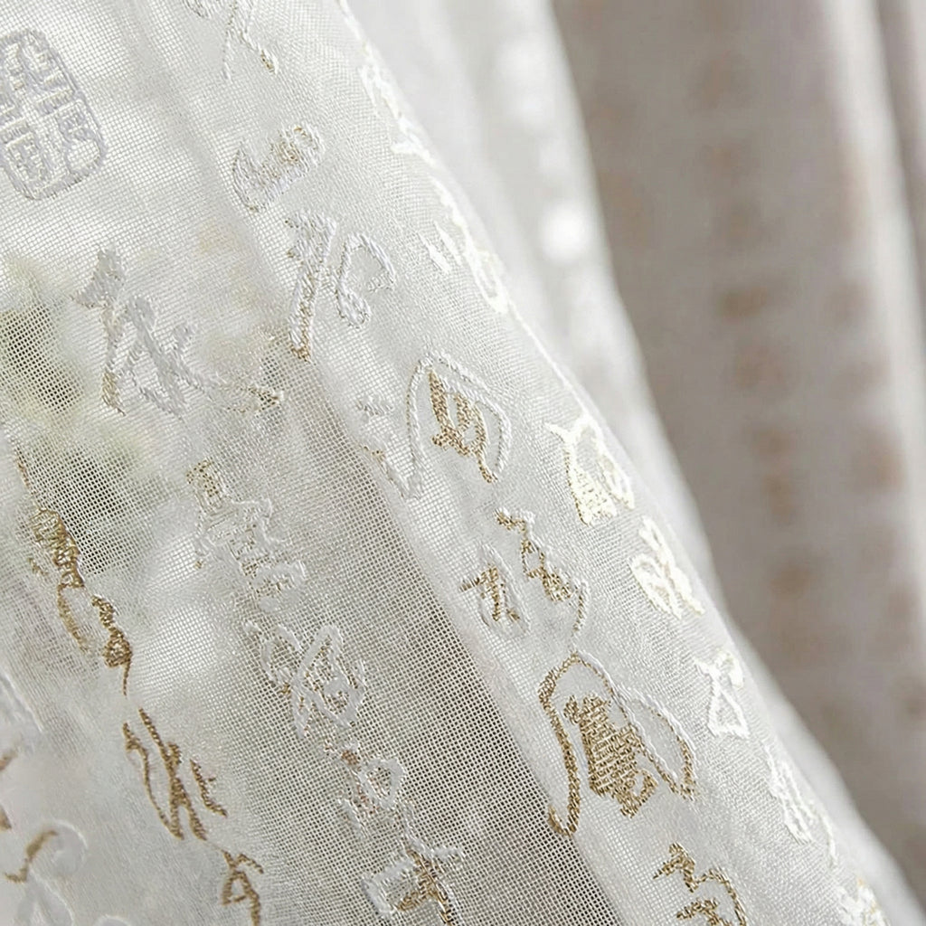 Calligraphy Print Sheer Curtain Panel