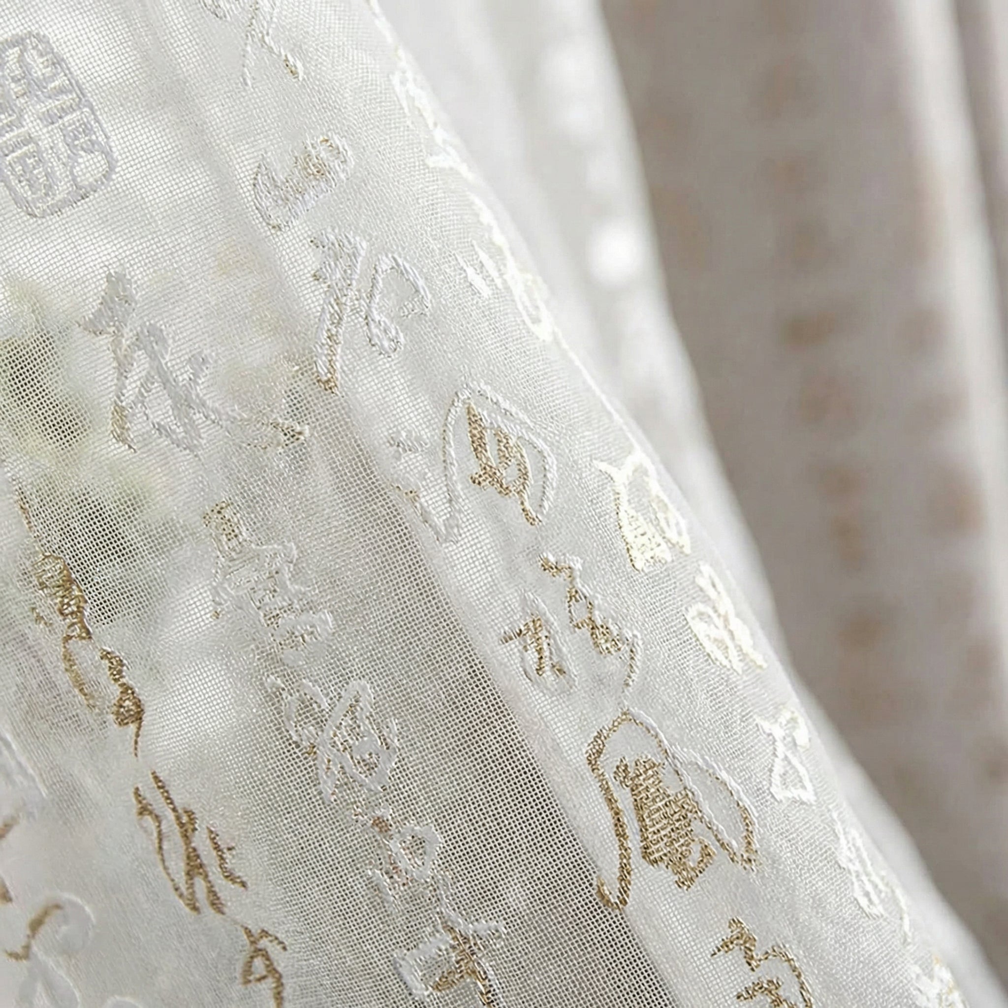 Calligraphy Print Sheer Curtain Panel