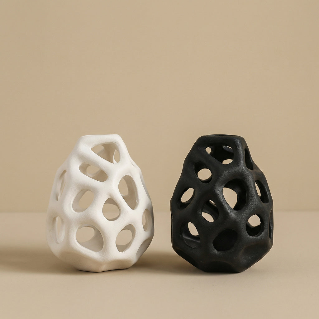 Sculptural Hollow Ceramic Tabletop Vase