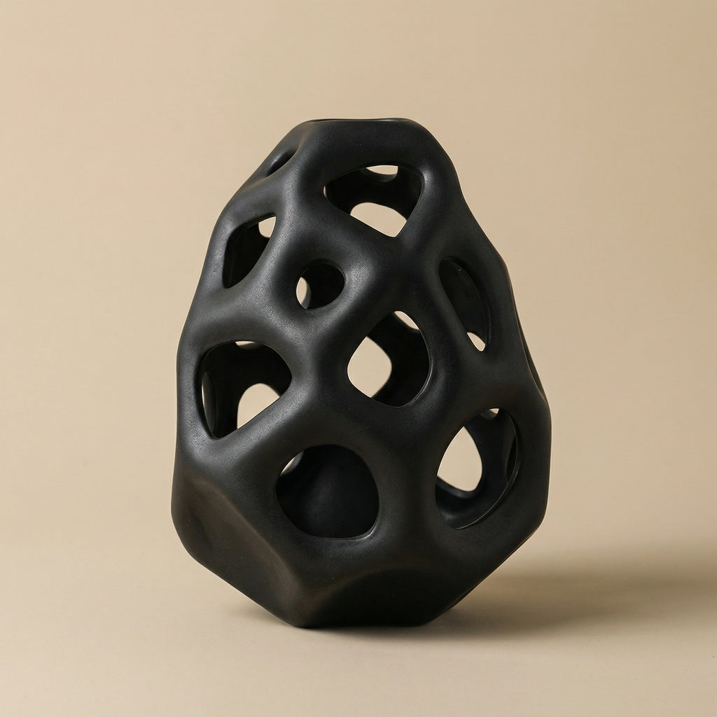 Sculptural Hollow Ceramic Tabletop Vase