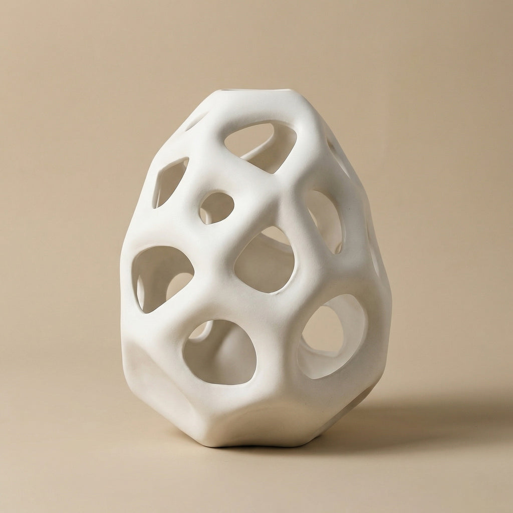 Sculptural Hollow Ceramic Tabletop Vase