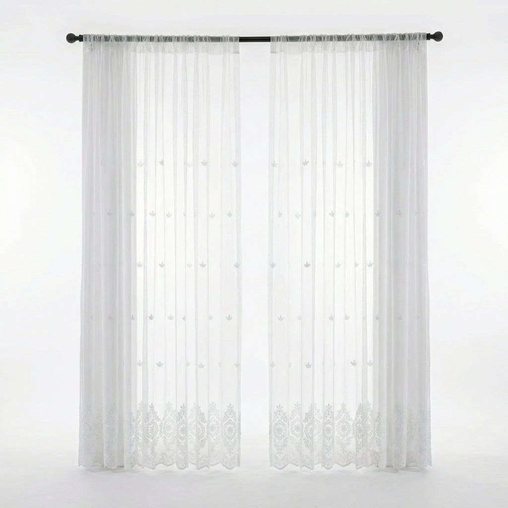 Embroidered Sheer Lace Curtain Panel